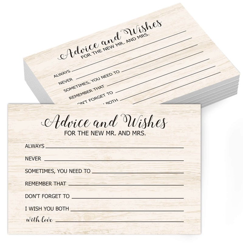 TENTADO Advice and Wishes Cards for the New Mr and Mrs Bride Groom Newlyweds Wedding Advice Cards Perfect for Bridal Shower or Wedding Wedding Guest Book Alternative Pack of 50 4x6 Inch
