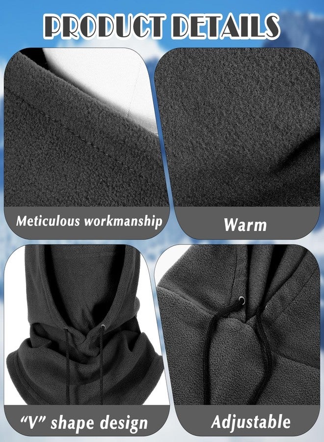 Funtery قناع تزلج من قطعتين من Funtery للنساء والرجال، قناع وجه شتوي من الصوف مقاوم للرياح، وشاح بغطاء رأس، قبعة، غطاء وجه حراري، مدفئ للرقبة (أسود، رمادي) - Image 4