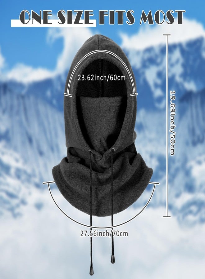 Funtery قناع تزلج من قطعتين من Funtery للنساء والرجال، قناع وجه شتوي من الصوف مقاوم للرياح، وشاح بغطاء رأس، قبعة، غطاء وجه حراري، مدفئ للرقبة (أسود، رمادي) - Image 5