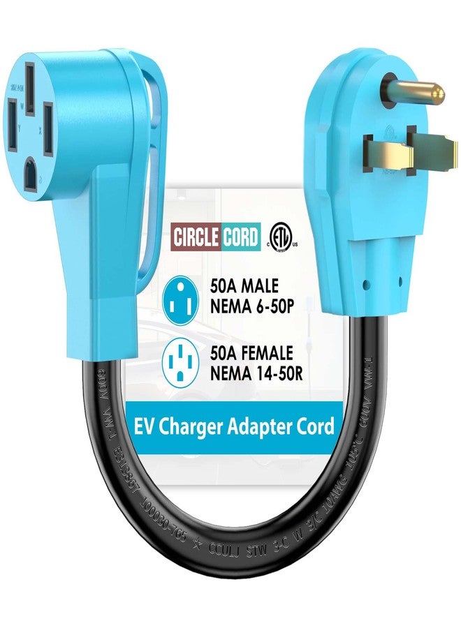 CircleCord NEMA 6-50P to 14-50R EV Charging Level 2 Adapter Cable, 180 Degree Bent Design with Grip Handle, Heavy Duty 6 Gauge - Image 1