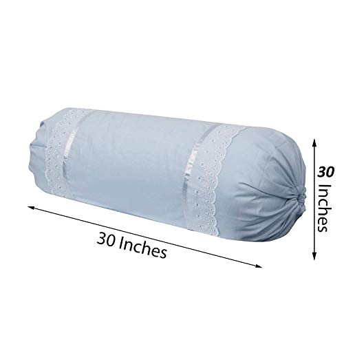 VHC 100% Cotton Lace Bolster Cover 30 * 30 Pack of 2 (Sky Blue) - Image 2