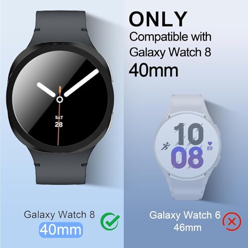 OpenTech® Hard Matte Silicone Protection Front Case Cover with Attached Screen Protector Compatible for Samsung Galaxy Watch Series 8 (40mm) Full Coverage (Black) - Image 2