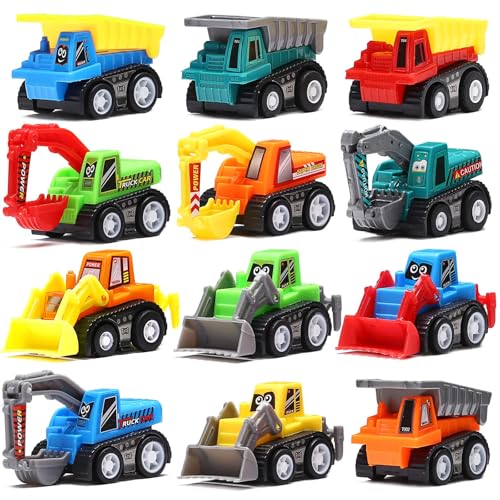 KarberDark Pull Back Car 12 Pcs Mini Truck Toy Kit Set Play Construction Engineering Vehicle Educational Preschool for Children Boys Party Favors Kids Birthday Game Gift Playset Classroom Reward - Image 1