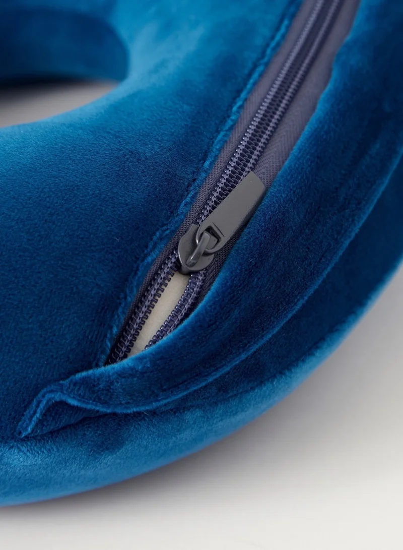 MNUK MNP-2 Neck Pillow, Blue| Memory Foam Travel Pillow for Kids & Adults | Cute U-Shaped Pillow for Ultimate Comfort & Neck Support
