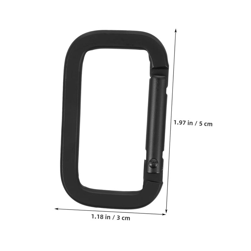 EVALUEMART Pack of 6 Black Carabiner Clip Square D-Shape Buckle Carabiners Clasp Spring Gate Lock Snap Hook for Keychain Outdoor Backpack Strap Pendant Camping Tools - Image 5