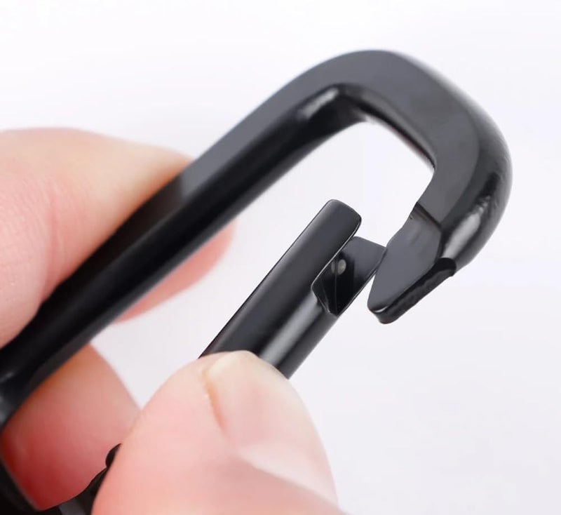 EVALUEMART Pack of 6 Black Carabiner Clip Square D-Shape Buckle Carabiners Clasp Spring Gate Lock Snap Hook for Keychain Outdoor Backpack Strap Pendant Camping Tools - Image 2