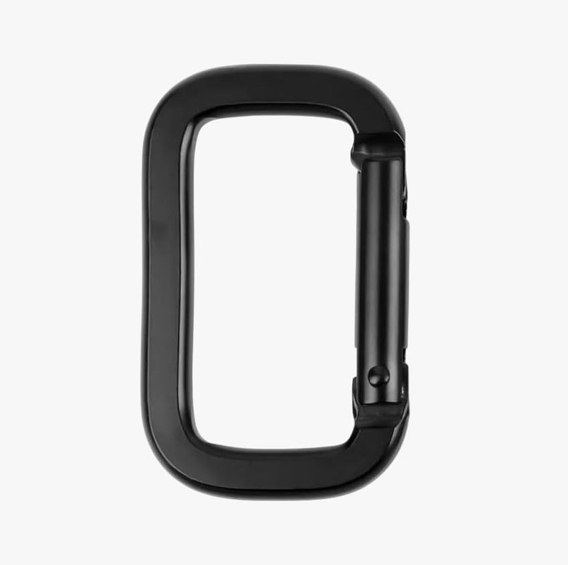EVALUEMART Pack of 6 Black Carabiner Clip Square D-Shape Buckle Carabiners Clasp Spring Gate Lock Snap Hook for Keychain Outdoor Backpack Strap Pendant Camping Tools - Image 1