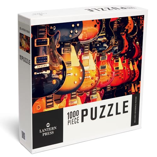 Lantern Press Electric Guitars on Wall Photography 1000 Piece Jigsaw Puzzle for Adults Made in USA with Reference Poster - Image 1