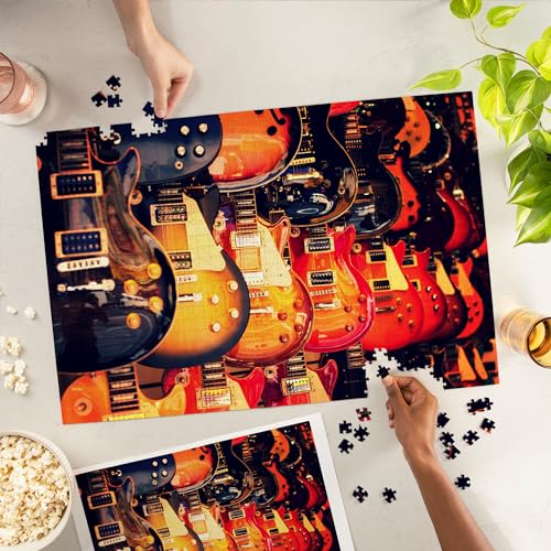 Lantern Press Electric Guitars on Wall Photography 1000 Piece Jigsaw Puzzle for Adults Made in USA with Reference Poster - Image 5