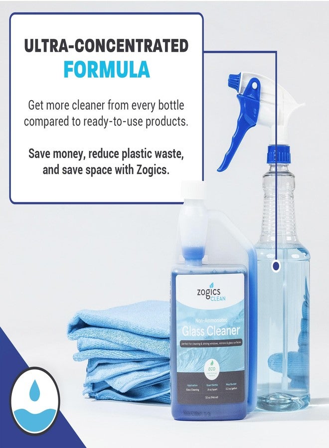Zogics Non-Ammoniated Glass Cleaner Concentrate - 32 oz Bottle Makes up to 10 Gallons - Meets ECOLOGO Standards - Image 3