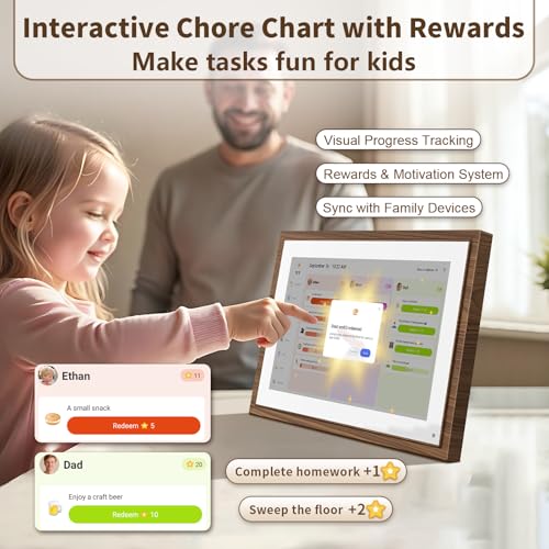 Canupdog 10.1 Inch Digital Calendar Chore Chart with Touchscreen - Full HD Interactive Display, Wall & Desk Mountable Family Planner, to-Do List & Meal Planner, Digital Picture Frame Gifts for Women Mom - Image 4