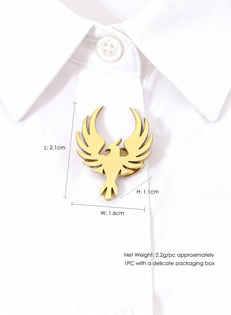 Pin Brooch, 1PC Phoenix-shape Stainless Steel Pin Brooch for Women Men Children, Lapel Pins Shirt Collar Brooch Buckle Lapel Pins Badge Suit Clip Accessory for Clothing Bags Jackets Shirts. - Image 3