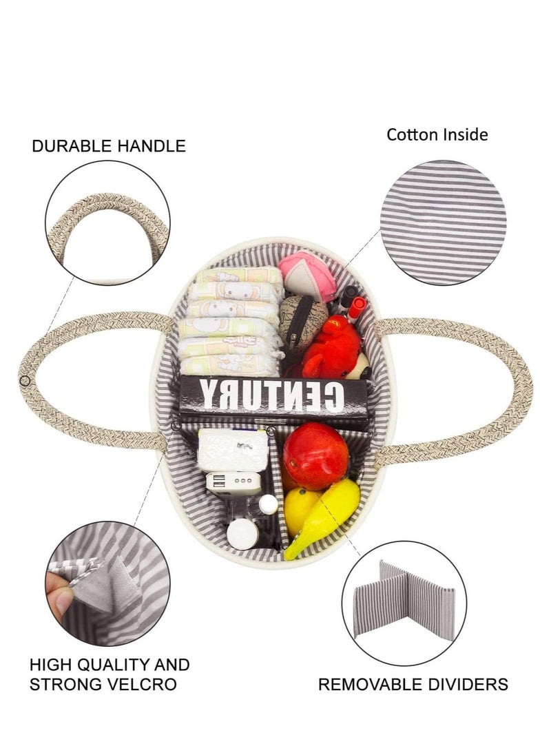 Baby Diaper Caddy Organizer, 100% Cotton Rope Diaper Storage Basket, Nursery Diaper Organizer