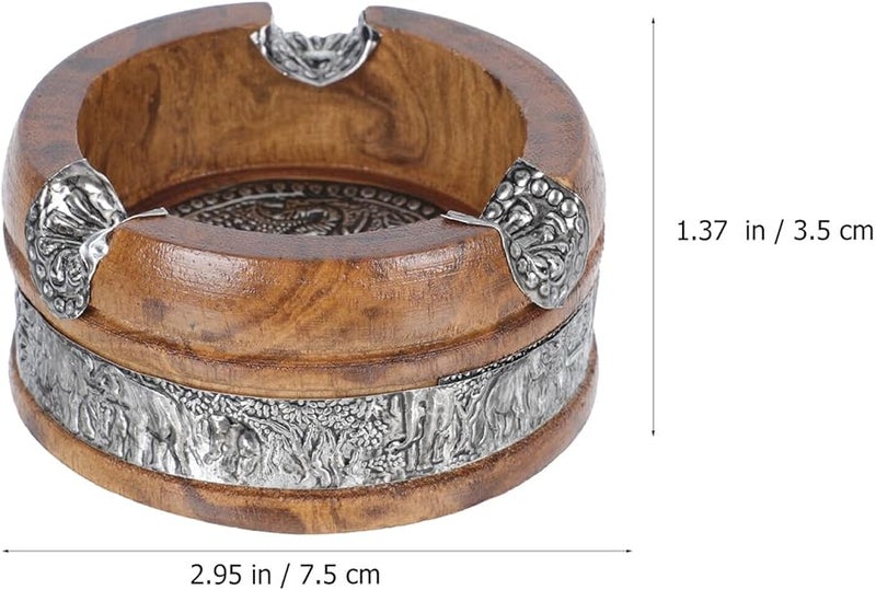 منضدة رماد على شكل فيل من خشب المانجو، حاوية مكتبية زخرفية كلاسيكية للمنزل والمكتب - Image 5