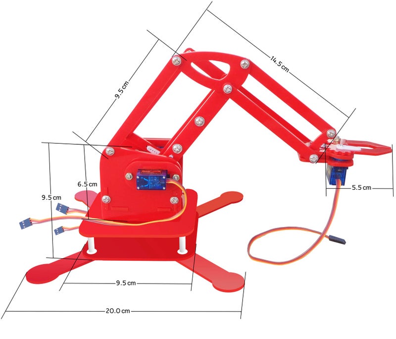 kit4curious curious arm ardno compatible smart robotic arm with 4 servo- Multi color - Image 4