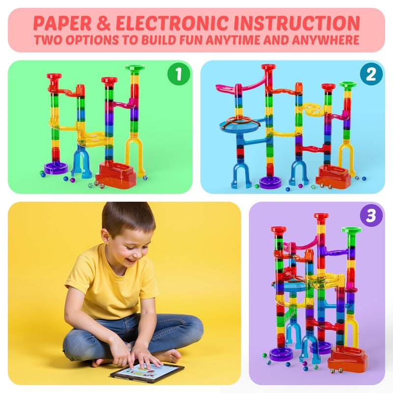 MaxTronic Marble Run  109 Pcs Marble Maze Race Building Blocks Toy Game & STEM Learning Toys Christmas Birthday Gift for Kids Aged 3-12 - Image 5