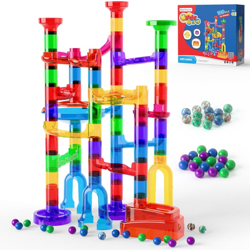 MaxTronic Marble Run  109 Pcs Marble Maze Race Building Blocks Toy Game & STEM Learning Toys Christmas Birthday Gift for Kids Aged 3-12 - Image 1