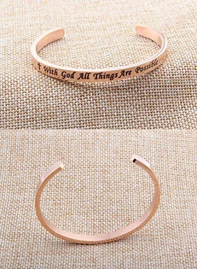 FEELMEM Matthew 19:26 With God All Things Are Possible Faith Cuff Bangle Bracelet Religious Jewelry Christian Gifts(RG) - Image 4