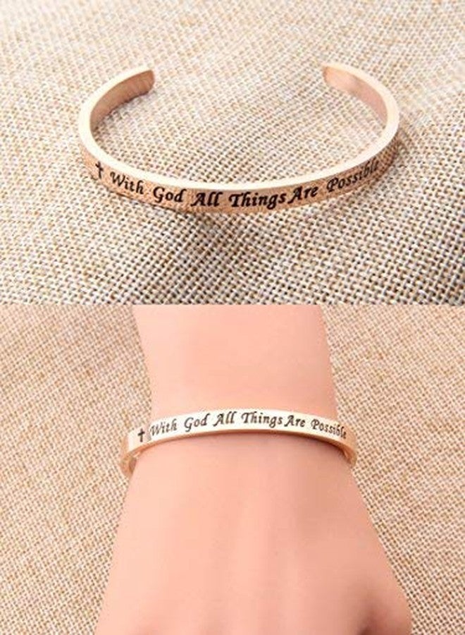 FEELMEM Matthew 19:26 With God All Things Are Possible Faith Cuff Bangle Bracelet Religious Jewelry Christian Gifts(RG) - Image 5