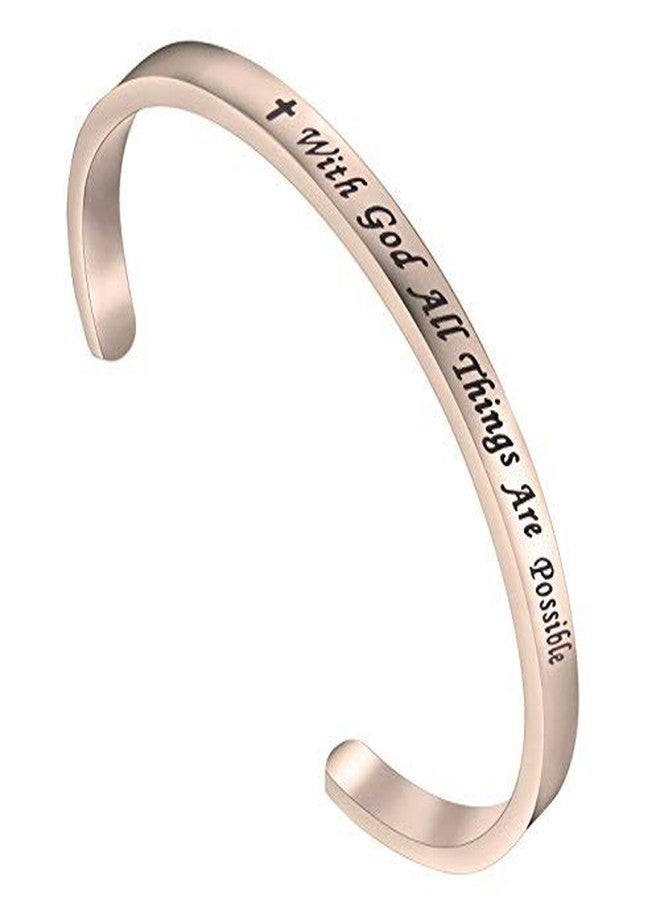 FEELMEM Matthew 19:26 With God All Things Are Possible Faith Cuff Bangle Bracelet Religious Jewelry Christian Gifts(RG) - Image 2