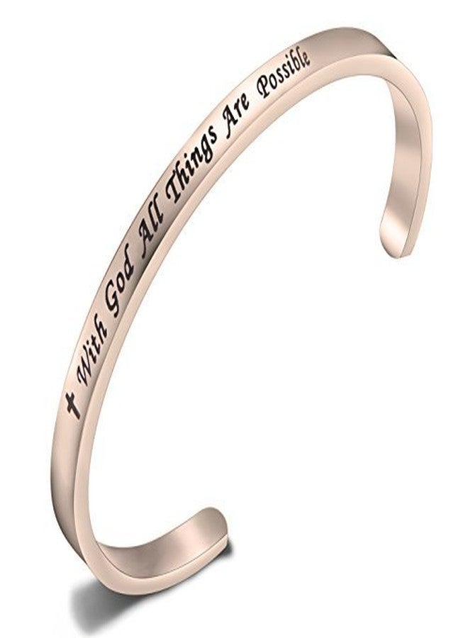 FEELMEM Matthew 19:26 With God All Things Are Possible Faith Cuff Bangle Bracelet Religious Jewelry Christian Gifts(RG) - Image 1