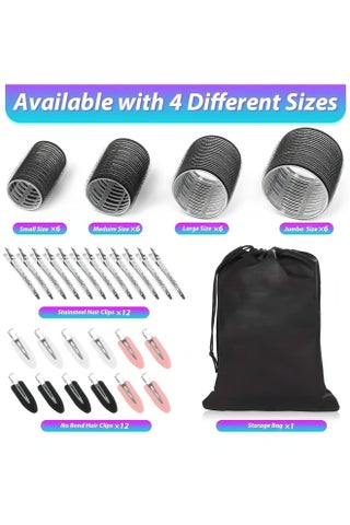 Rollers Hair Curlers 50 Pcs Set with 24Pcs Hair Rollers 4 Sizes (6 Jumbo Rollers/6 Large Rollers/6 Medium Rollers/6 Small Rollers) / 1 comb and 24 Pcs Hair Clips for Long Medium Short Hai - view 2