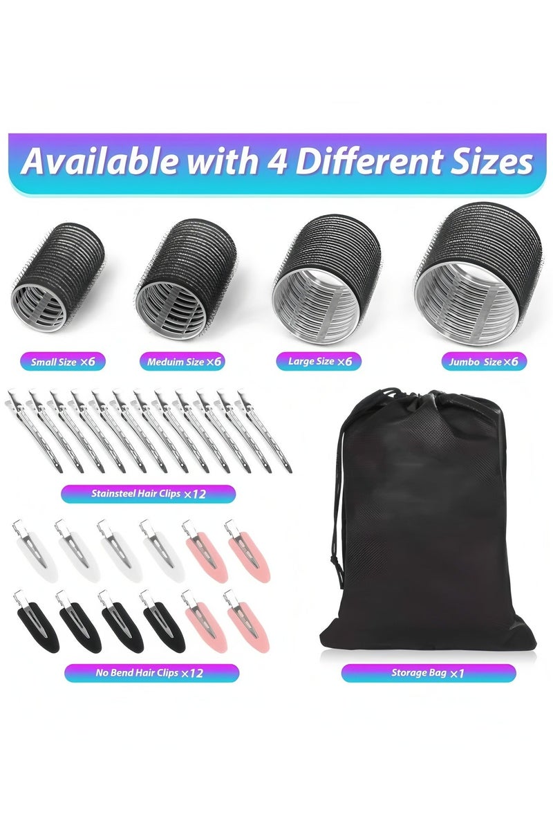 Apluynm Rollers Hair Curlers 50 Pcs Set with 24Pcs Hair Rollers 4 Sizes (6 Jumbo Rollers/6 Large Rollers/6 Medium Rollers/6 Small Rollers) / 1 comb and 24 Pcs Hair Clips for Long Medium Short Hai - Image 2