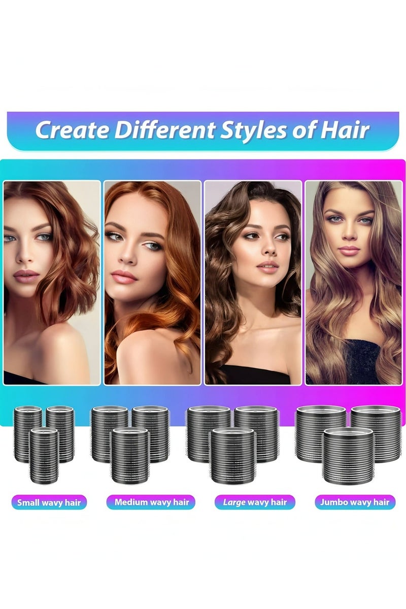 Apluynm Rollers Hair Curlers 50 Pcs Set with 24Pcs Hair Rollers 4 Sizes (6 Jumbo Rollers/6 Large Rollers/6 Medium Rollers/6 Small Rollers) / 1 comb and 24 Pcs Hair Clips for Long Medium Short Hai - Image 5
