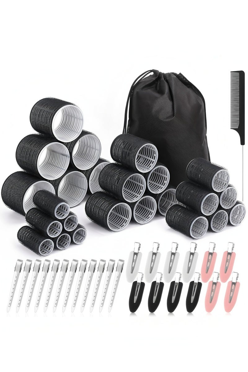 Apluynm Rollers Hair Curlers 50 Pcs Set with 24Pcs Hair Rollers 4 Sizes (6 Jumbo Rollers/6 Large Rollers/6 Medium Rollers/6 Small Rollers) / 1 comb and 24 Pcs Hair Clips for Long Medium Short Hai - Image 1