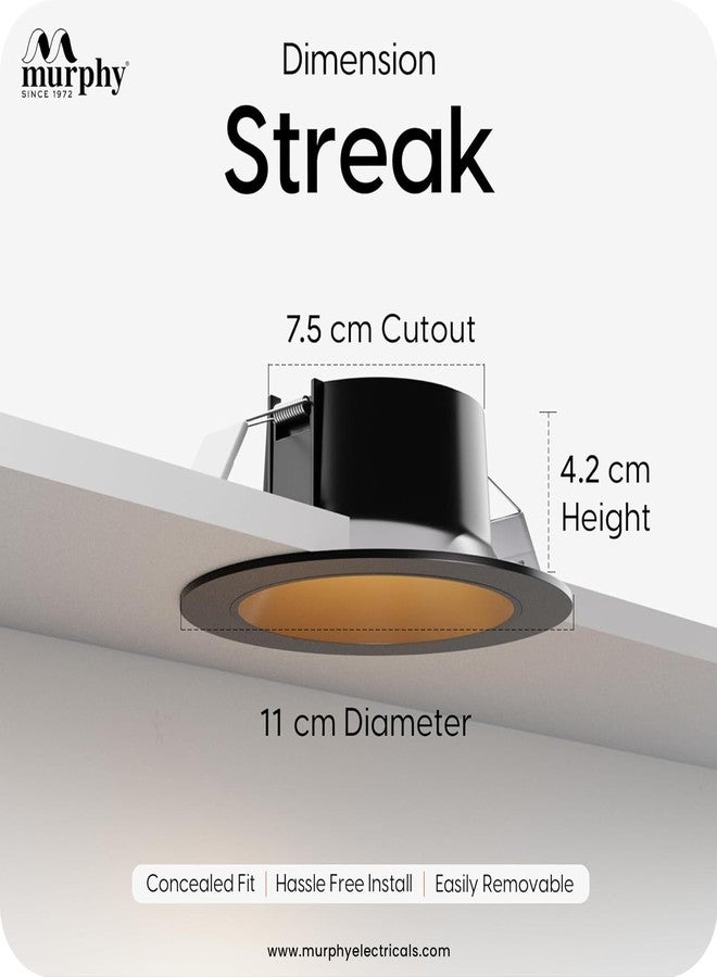 Murphy 7W Streak LED Down Light BL+Copper Finish, Warm White Light, Round, Pack of 1, Recessed Ceiling LED Light, Suited for 3 inch Junction Box/Concealed Box (2 Years Warranty) - Image 4