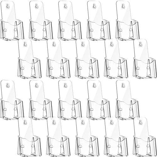 Yookeer Yookeer 20 Pieces Acrylic Brochure Holder Stand 4 x 79 Inches Rack Card Holder Clear Literature Display Rack Plastic Flyer Display Stand for Vendors Trifold Brochure Pamphlet 