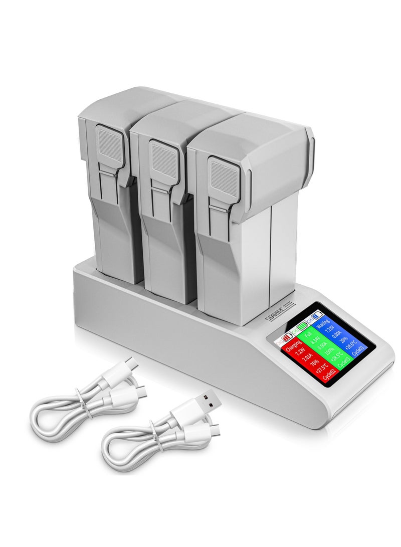 Excefore Mini 4 Pro LCD Battery Two Way Charger, Charging Hub, Charge Three Batteries for DJI Mini 4 Pro, Mini 3,Mini 3 Pro Drone Accessories  - Image 1