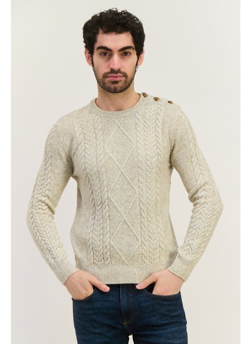 Jules Men Knitted Long Sleeve Sweater, Grey  - Image 1