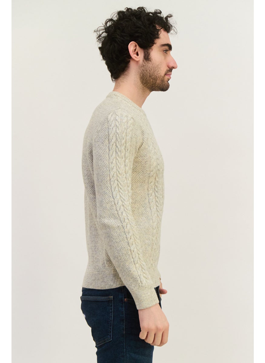 Jules Men Knitted Long Sleeve Sweater, Grey  - Image 2