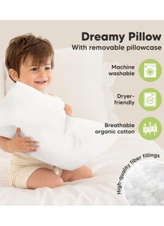 Eworld Toddler Baby Pillow Sleeping Cotton Blend Shell with Polyester Filling for Home and Hotel Room, Pack of 1 & 2 in Elegant White Color  - Image 4