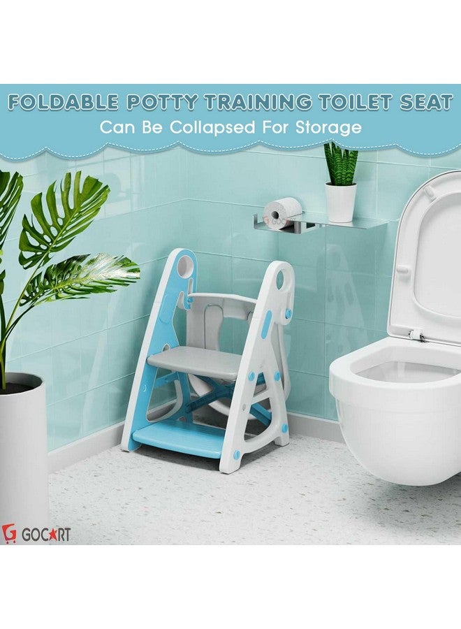 GOCART WITH G LOGO Baby Toilet Seat 2 In 1 With Step Stool, Triangle Stand, Children'S Pu Padded Toilet Seat With Stairs (Sky Blue) - Image 5