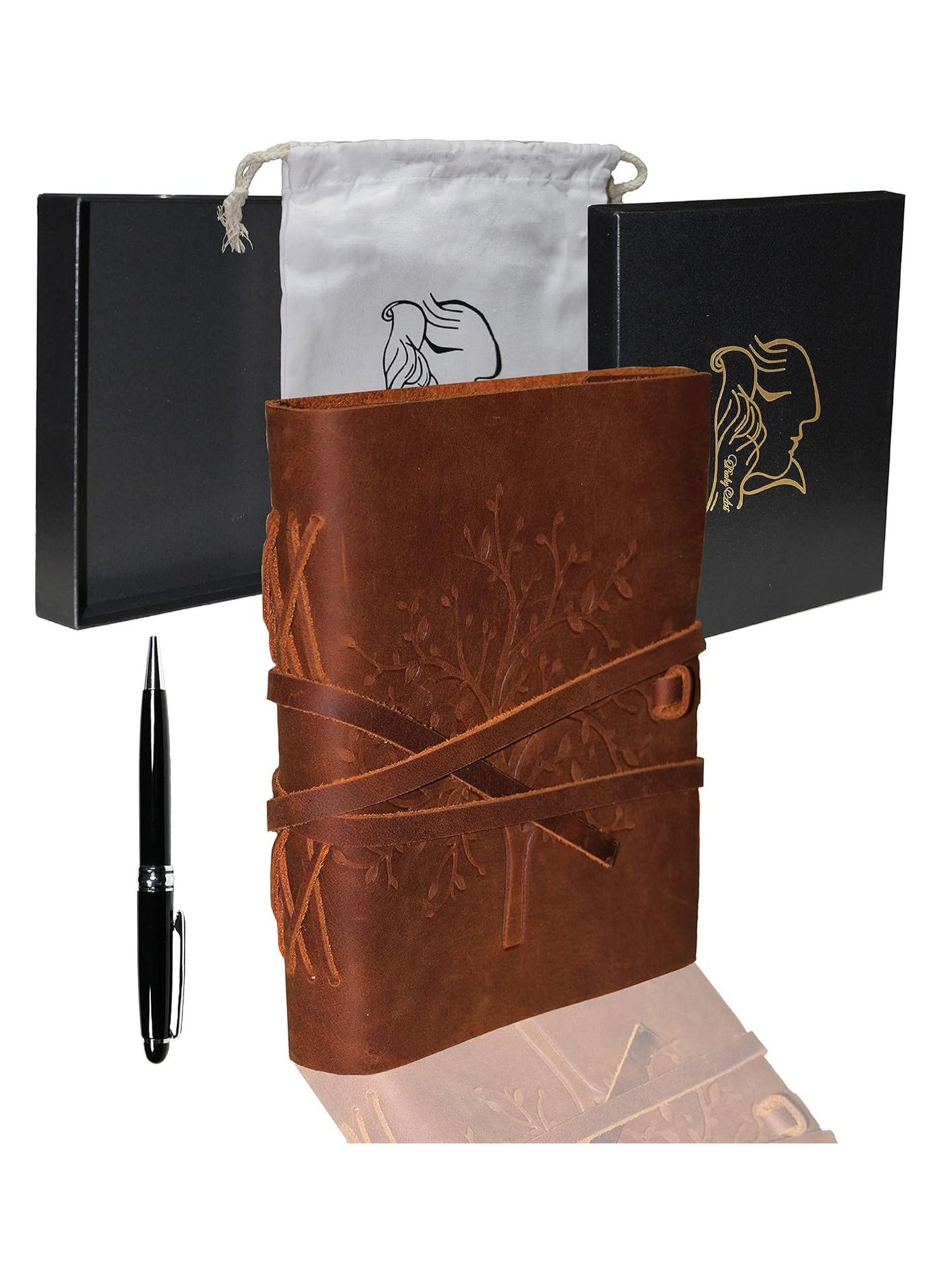 Peaky art genuine leather journal notebook with pvc pouch and card slots, perfect for artists leather notebook with a5 paper 19x15 cm, 160 sheets vintage notebook journal set with pen for writing