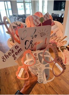 RTYY Wedding Bridal Shower Photo Booth Props, 23 Pieces Rose Gold Bachelorette Party Decorations Photo Booth for Bridal Shower Bride to Be Girls Night Out Hen Party Gift Accessories Wedding Favor Supplies  - Image 3