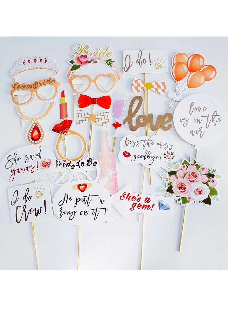 RTYY Wedding Bridal Shower Photo Booth Props, 23 Pieces Rose Gold Bachelorette Party Decorations Photo Booth for Bridal Shower Bride to Be Girls Night Out Hen Party Gift Accessories Wedding Favor Supplies  - Image 5
