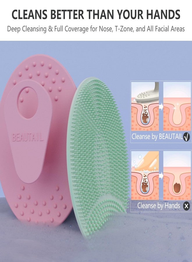 BEAUTAIL Face Scrubber 4 Pack, BEAUTAIL Silicone Manual Facial Cleansing Brush for Men Women, Gentle Face Scrubber Exfoliator, Skin Care Exfoliating Face Brush, Black+Green+Pink+Darkblue - Image 3