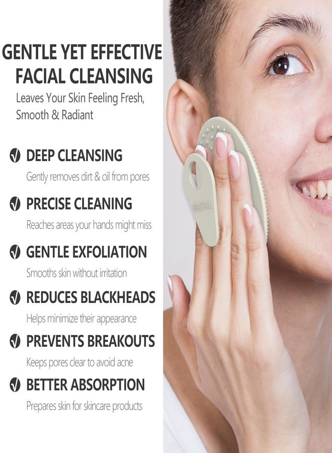 BEAUTAIL Face Scrubber 4 Pack, BEAUTAIL Silicone Manual Facial Cleansing Brush for Men Women, Gentle Face Scrubber Exfoliator, Skin Care Exfoliating Face Brush, Black+Green+Pink+Darkblue - Image 2