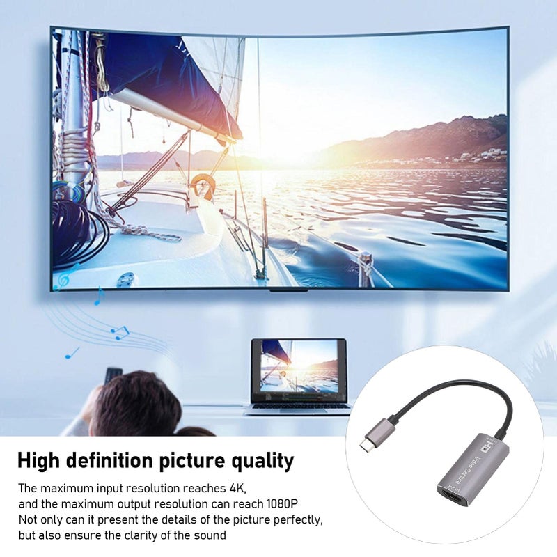 بطاقة التقاط فيديو من سبيكة الألومنيوم من USB C إلى HDMI بدقة 4K و1080P للبث المباشر وتسجيل الألعاب - Image 5