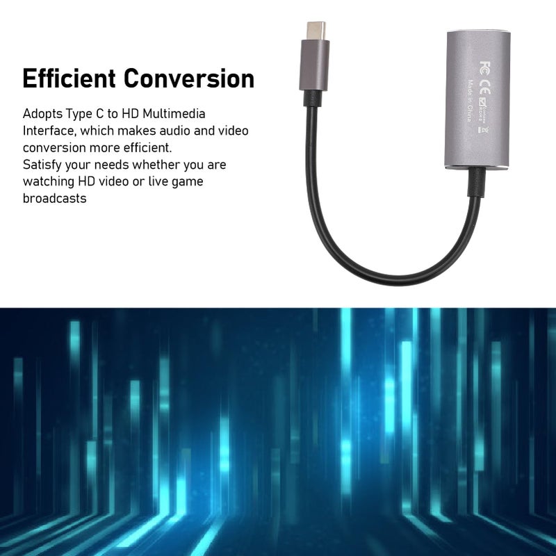 بطاقة التقاط فيديو من سبيكة الألومنيوم من USB C إلى HDMI بدقة 4K و1080P للبث المباشر وتسجيل الألعاب - Image 4