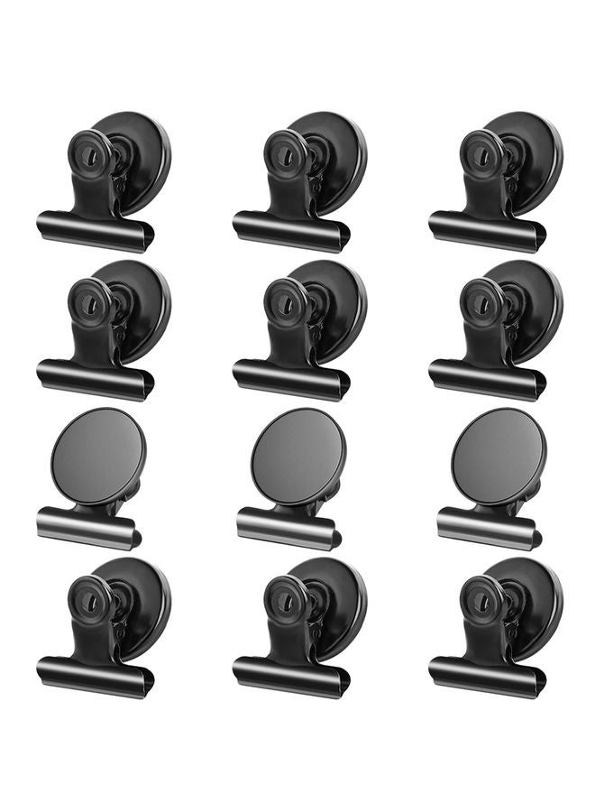 HOMESTAR 12pack Fridge Magnets Refrigerator Magnets Magnetic Clips Heavy Duty Detailed List Display Paper Fasteners on Home& Office& Teaching (Black, 12) - Image 1
