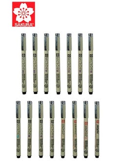 SAKURA Sakura Cherry Blossom Technical Pen Set for Hand - drawing, Comic Design, Sketching, Tracing, Fine - line Drawing and Drafting - 15 - piece Set with Full Model Range (003 + 005 + 01 + 02 + 03 + 04 + 05 + 08 + 10 + 12 + 1 + 2 + 3 + BR + PN)  - Image 1