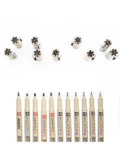 SAKURA Sakura Cherry Blossom Technical Pen Set for Hand - drawing, Comic Design, Sketching, Tracing, Fine - line Drawing and Drafting - 15 - piece Set with Full Model Range (003 + 005 + 01 + 02 + 03 + 04 + 05 + 08 + 10 + 12 + 1 + 2 + 3 + BR + PN)  - Image 4