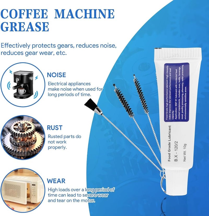 Excefore Food Safe Silicone Grease for Fully Automatic Coffee Machines, High Temperature Resistant, Non-Toxic Coffee Maker Lubricant with 4 Cleaning Brushes, Ideal for O-rings, Seals, Fittings, and Maintenance - Image 5