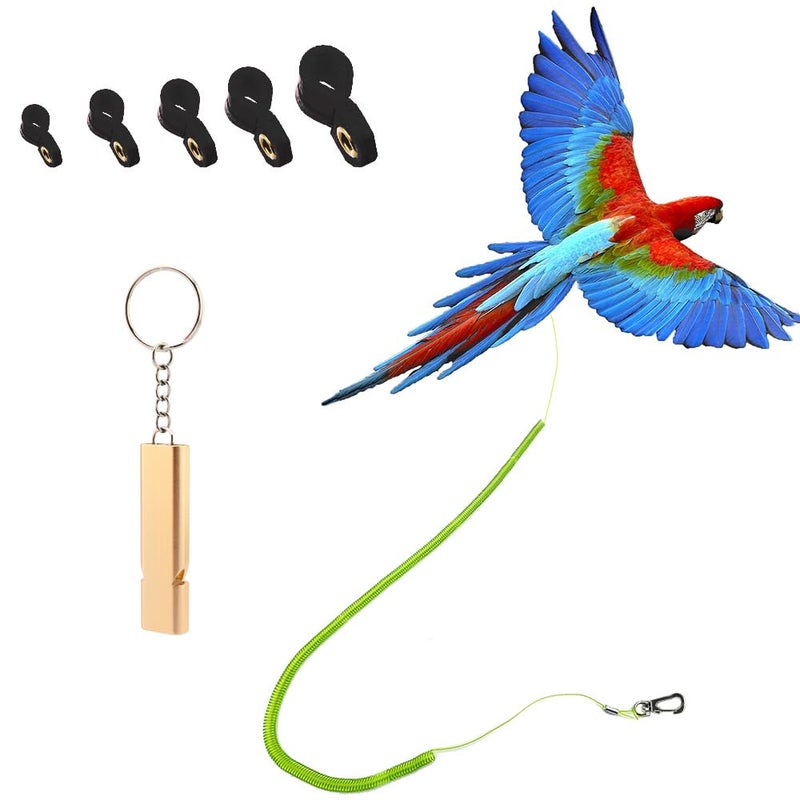 kcrygogo Parrot Bird Harness Leash Anti-bite Outdoor Flying Training Rope with 5pcs Different Sizes of Soft Foot Loops and Training Whistle(Upgraded Version of Ankle Ring) - Image 1