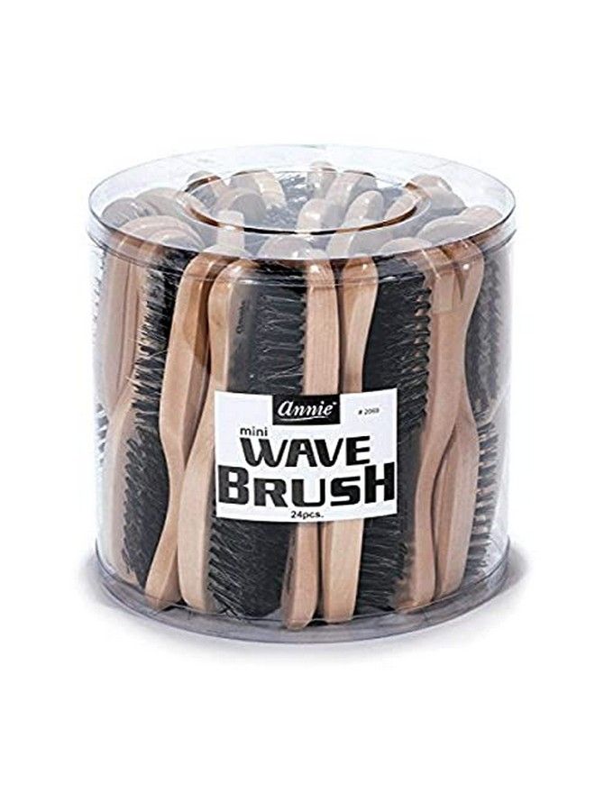 Annie Mini Wave Brush Bulk (24) Count (100%) Boar Reinforced Bristles Polished Wooden Handle Best For Thick Hair - Image 3