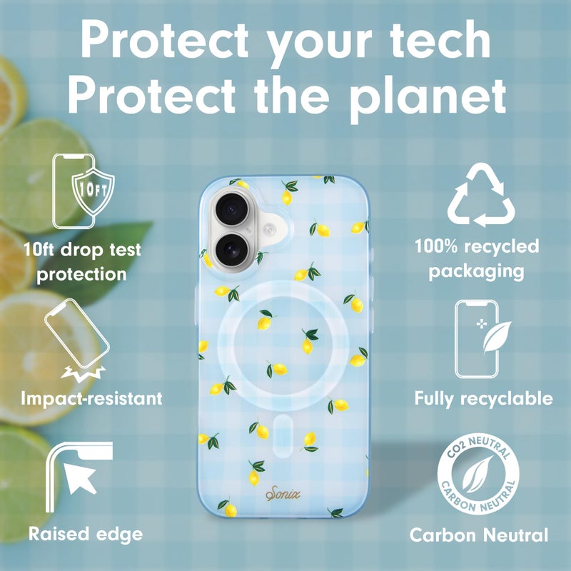 Sonix Case for iPhone 17 | Compatible with MagSafe | 10ft Drop Tested | Lemon Gingham - Image 4